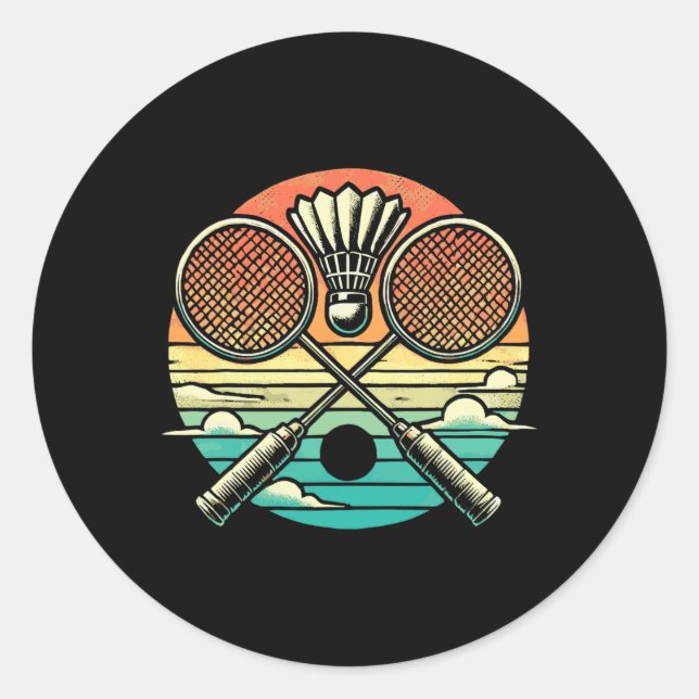 Adesivo Racket do Shuttle do Badminton Retro (Frente)