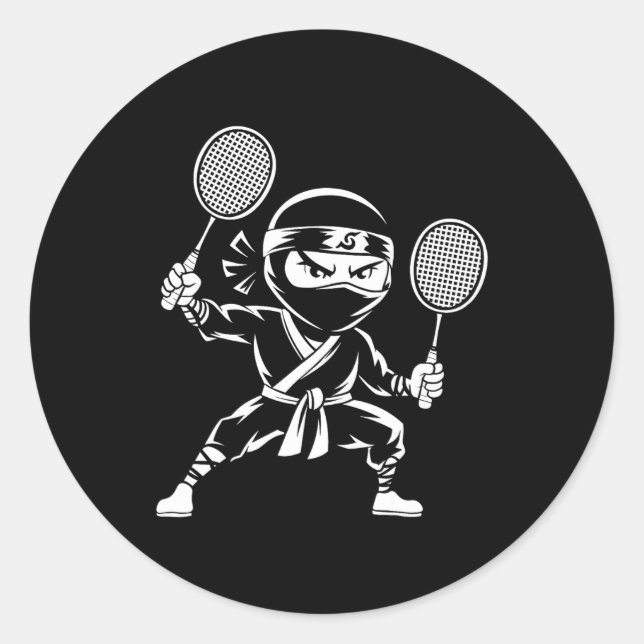 Adesivo Racket Shuttle Racquet - Jogador Dminton Ninja (Frente)