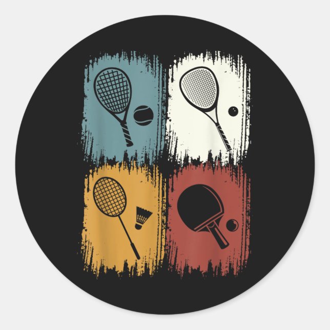 Adesivo Racketlon, Esporte de Torneio Com 4 Disciplinas  (Frente)