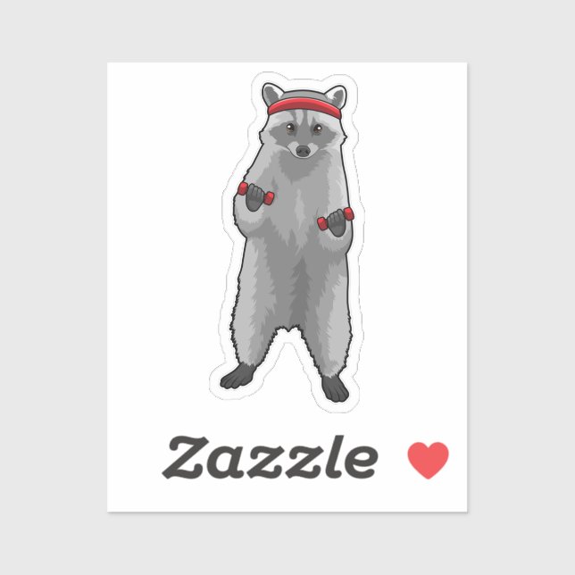 Adesivo Racoon at Fitness with Dumbbells (Folha)