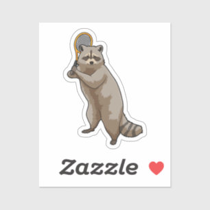 Adesivo Racoon em Tênis com raquete Tênis