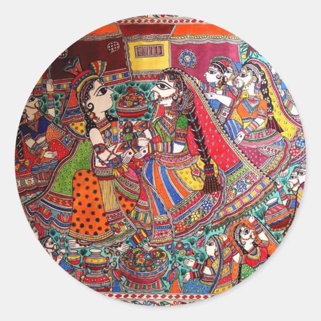 ADESIVO RADHA KRISHNA HINDU DEUS MADHUBANI ART STYLE (Frente)