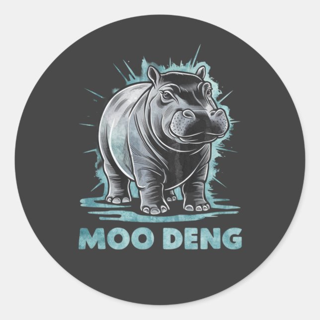 Adesivo Radiante Hippo Moo Deng (Frente)