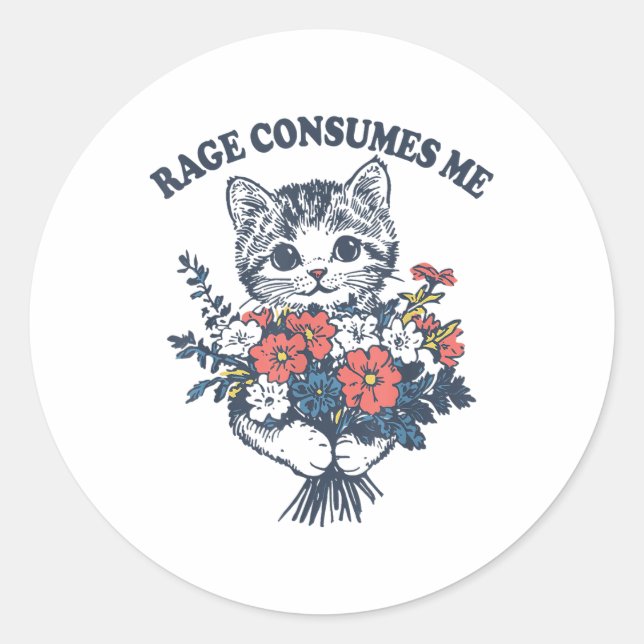 Adesivo Rage consome-me gato-gato-gato-de-flor-doce (Frente)