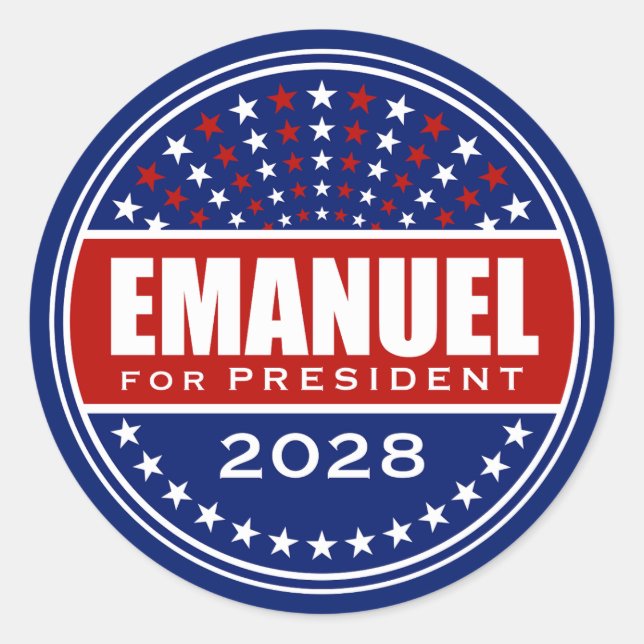 Adesivo Rahm Emanuel Presidente 2028 (Frente)