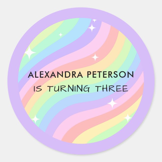 Adesivo Rainbow 3rd Birthday Colorful Third Party (Frente)