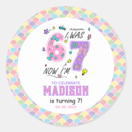 Adesivo Rainbow 7th Birthday | I Was 6, Now 7 | Kids
