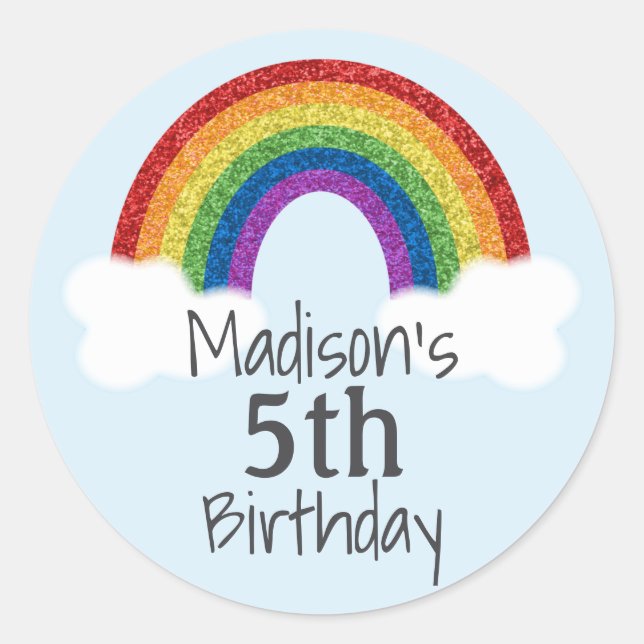 Adesivo Rainbow Birthday Stickers Favor Stickers (Frente)