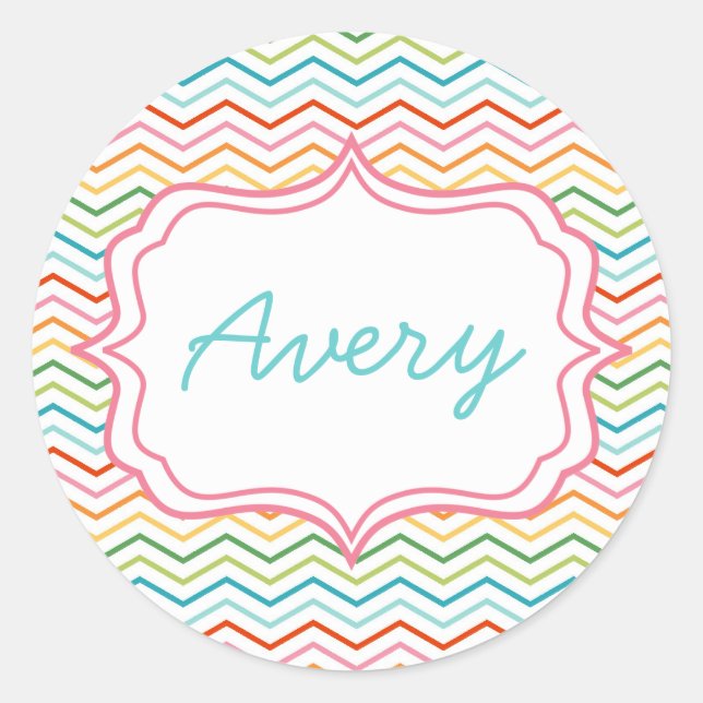 Adesivo Rainbow Chevron STripe Moderno do aniversário Stic (Frente)