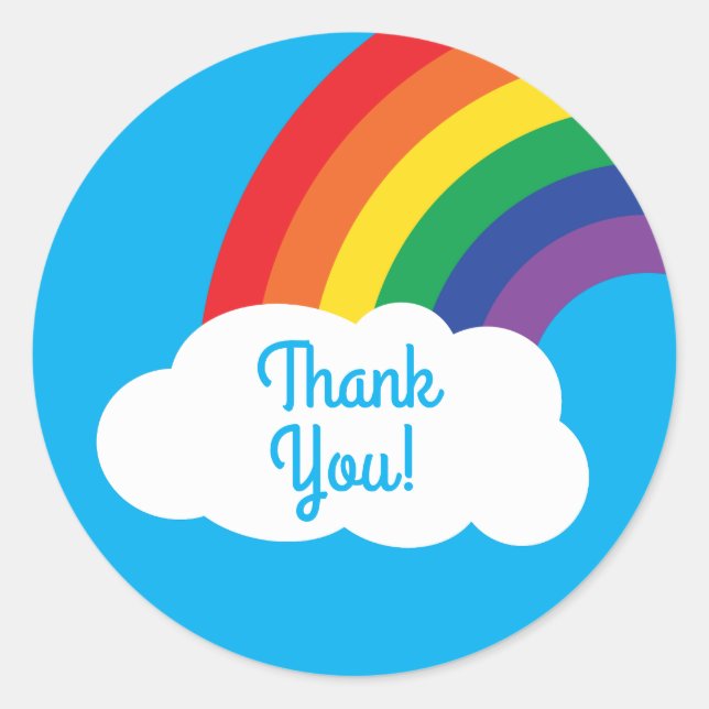 Adesivo Rainbow & Clouds Festa de primeiro aniversario (Frente)