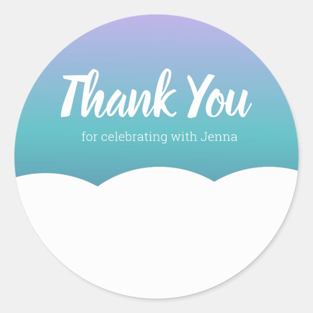 Adesivo Rainbow Colorida Cloud Obrigado (Frente)