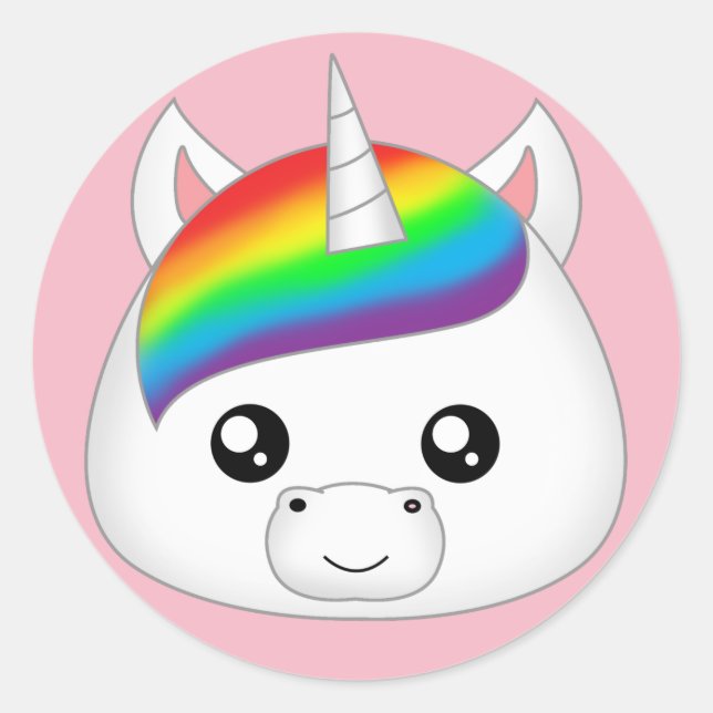 Adesivo Rainbow Cute Kawaii Unicorn Cabeça (Frente)
