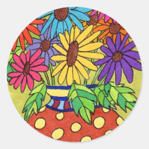 Adesivo Rainbow Daisies no Designer Vase