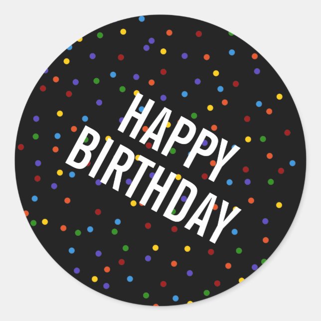 Adesivo Rainbow Dots Black Happy Birthday (Frente)