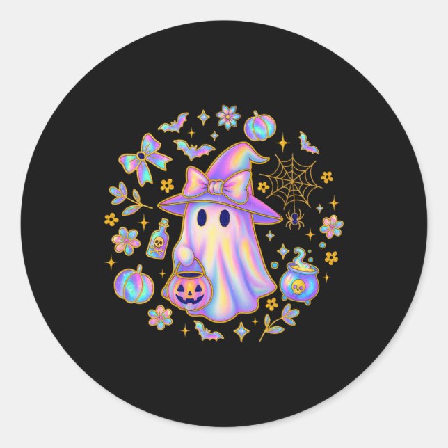 Adesivo Rainbow Ghost Witirt Cute Pumpkin Cauldron Sp (Frente)