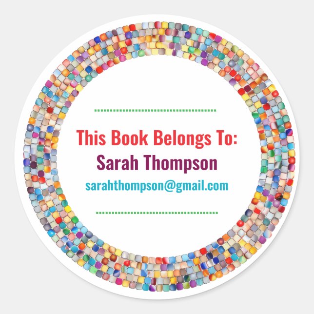 Adesivo Rainbow Glass Mosaic Circle Frame Name (Frente)
