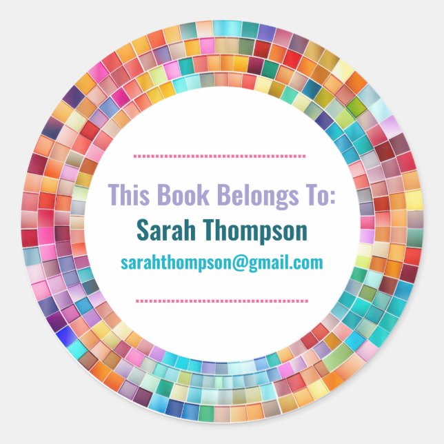 Adesivo Rainbow Glass Mosaic Circle Frame Name (Frente)