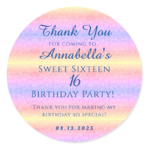 Rainbow Glitter Sweet 16 XVI Obrigado