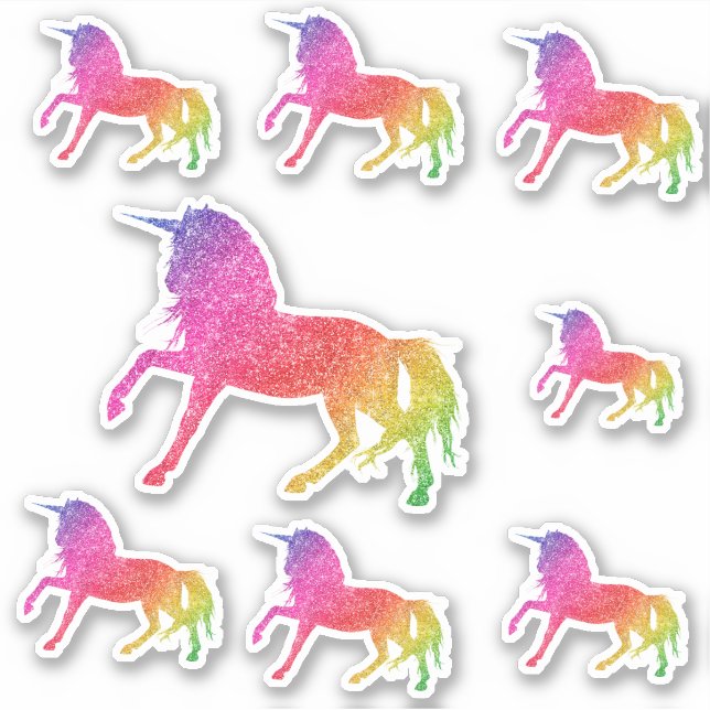 Adesivo Rainbow Glitter Unicorn Cavalo Bonito (Frente)