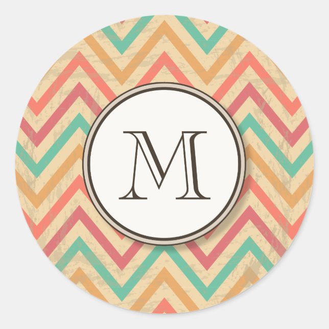 Adesivo Rainbow Grunge Zigzag Chevron Stripes (Frente)