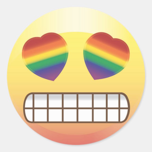 Adesivo Rainbow Heart Eyes Happy Emoji Face Sticker (Frente)