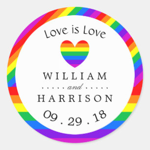 Adesivo Rainbow Heart Love é Love Wedding