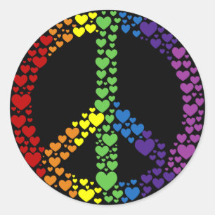 Adesivo Rainbow Hearts Sinal de Paz Stickers