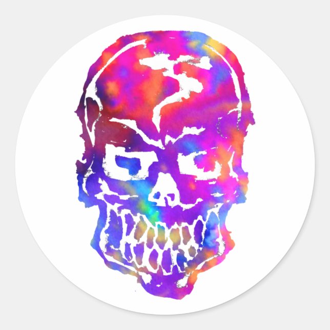 Adesivo Rainbow Hippie Skull (Frente)