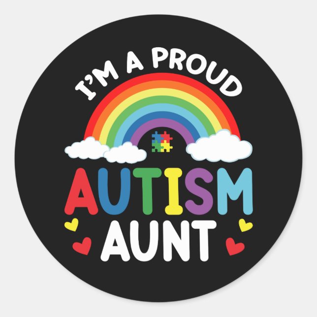 Adesivo Rainbow I'm A Proud Autism Aunt Autism Awareness (Frente)