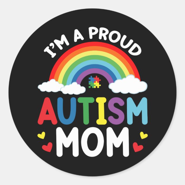 Adesivo Rainbow I'm A Proud Autism Mom Autism Awareness (Frente)