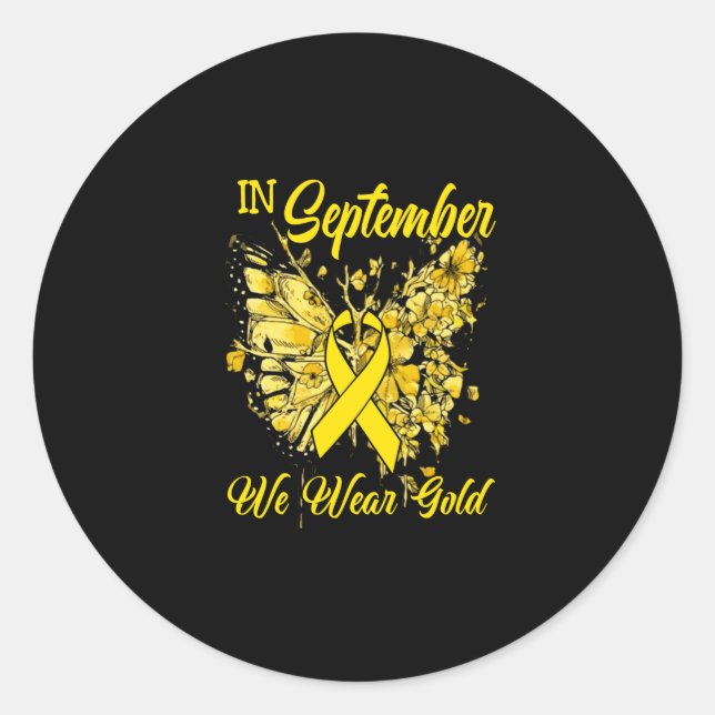 Adesivo Rainbow In September We Wear Gold Childhood Cancer (Frente)