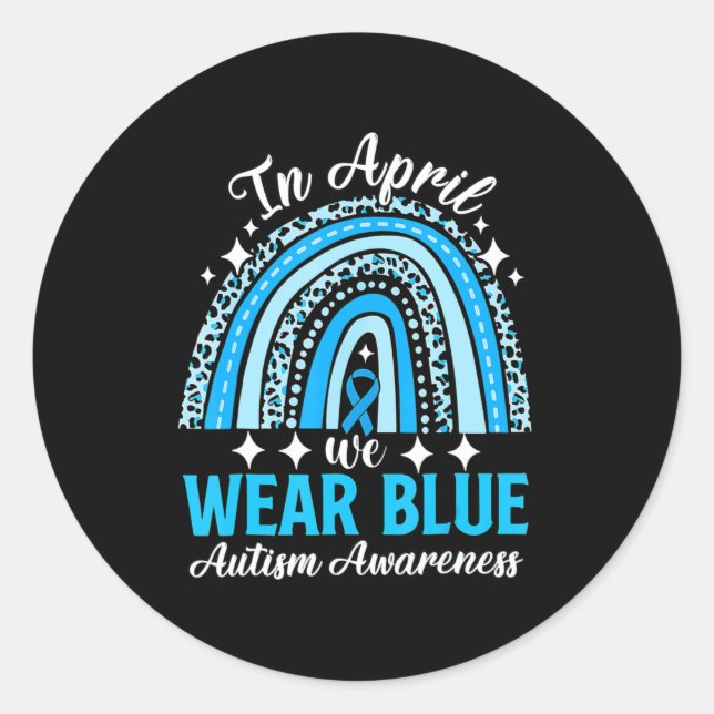 Adesivo Rainbow Lepard Em Abril Vestimos Autismo Azul (Frente)