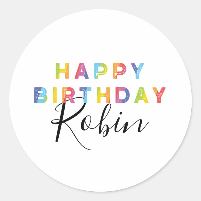 Adesivo Rainbow Letters Happy Birthday (Frente)