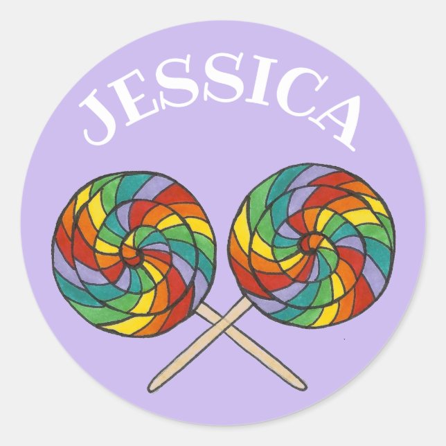 Adesivo Rainbow Lollipop personalizado Lollipop Lolly Cand (Frente)