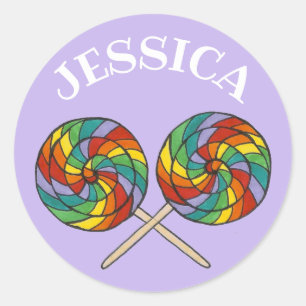 Adesivo Rainbow Lollipop personalizado Lollipop Lolly Cand