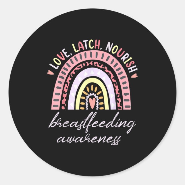 Adesivo Rainbow Love Latch Nourish Breastfeeding Awareness (Frente)