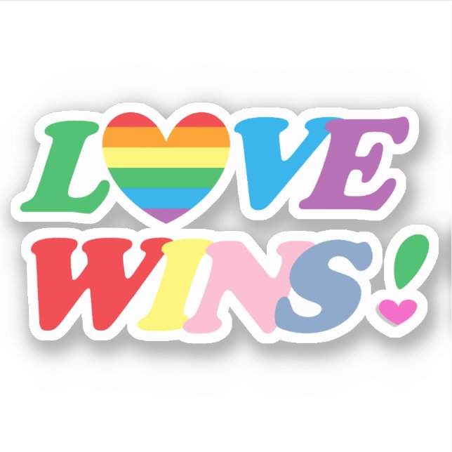 Adesivo Rainbow Love Wins Heart LGBT (Frente)