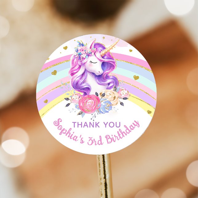 Adesivo Rainbow Magical Unicorn Birthday Sticker (Criador carregado)