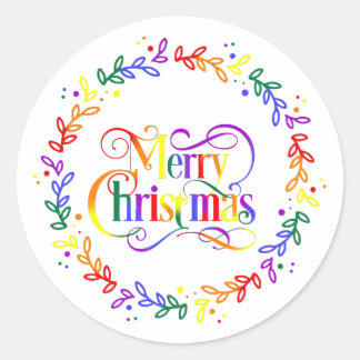 Adesivo Rainbow Merry Christmas Wreath Stickers