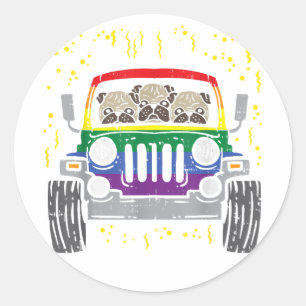 Adesivo Rainbow Monster Truck Pug Dog Anima Orgulho gay LG