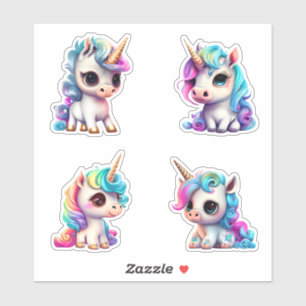 Adesivo Rainbow Neon Pastel Kawaii Chibi Baby Unicorn