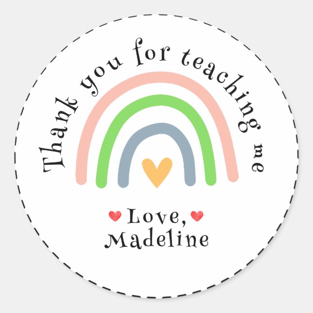 Adesivo Rainbow Obrigado Por Me Ensinar (Frente)