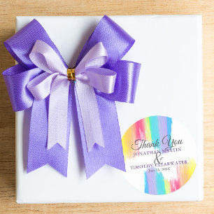 Adesivo Rainbow Paint Enrola Gay Casamento Roxo Obrigado