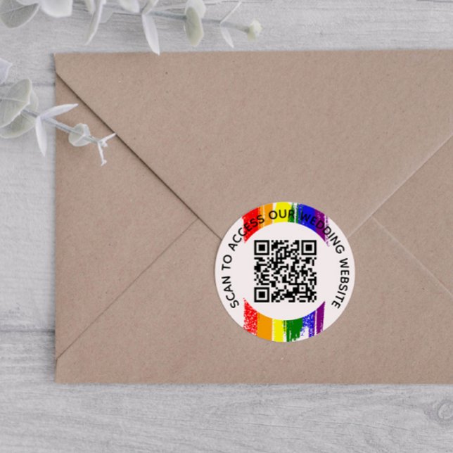 Adesivo Rainbow Paint Trave Código QR do Site de Casamento (Criador carregado)