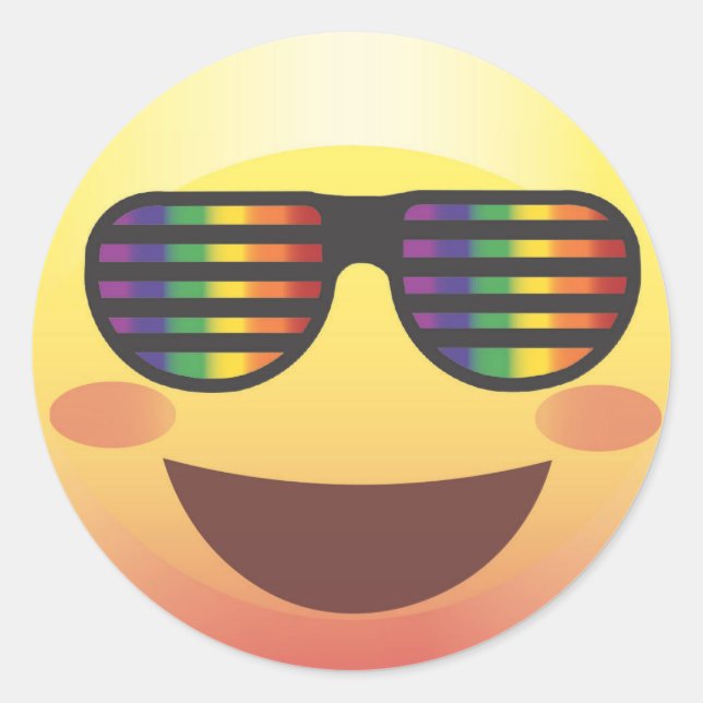 Adesivo Rainbow Party Shades Emoji Face Sticker (Frente)