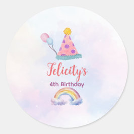 Adesivo Rainbow Pastel Unicorn Any Age Birthday 