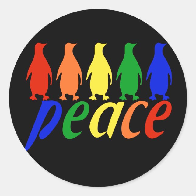 Adesivo Rainbow Peace Penguins (Frente)