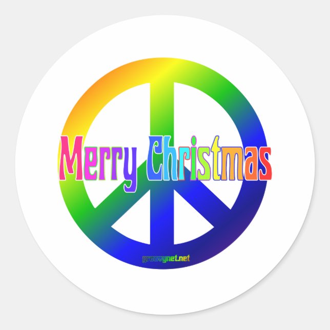 Adesivo Rainbow Peace Sign com Feliz Natal! (Frente)