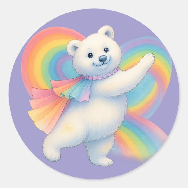 Adesivo Rainbow Polar Bear Kids Sticker – Cute Character  (Frente)