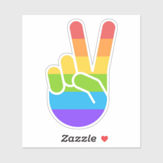 Adesivo Rainbow Pride Sinal de Paz Beijo Cortado Sticker
